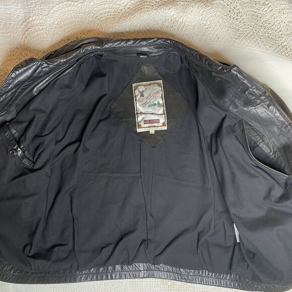Vintage LUIS ALVEAR Bomber Jacket Distressed Leather Air Vents Mens L Dark Brown - Picture 4 of 11